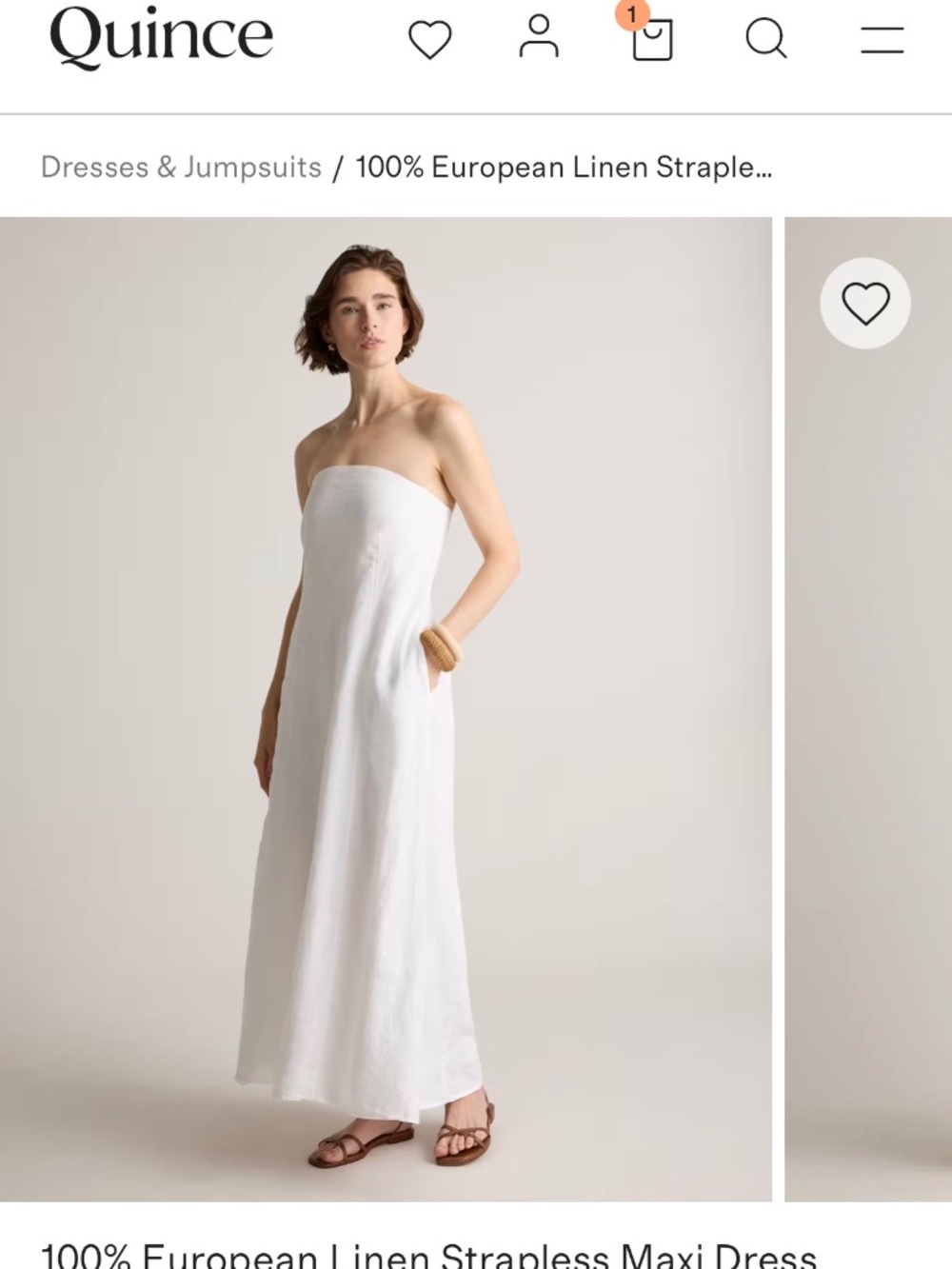 Quince White Strapless Linen Maxi Dress